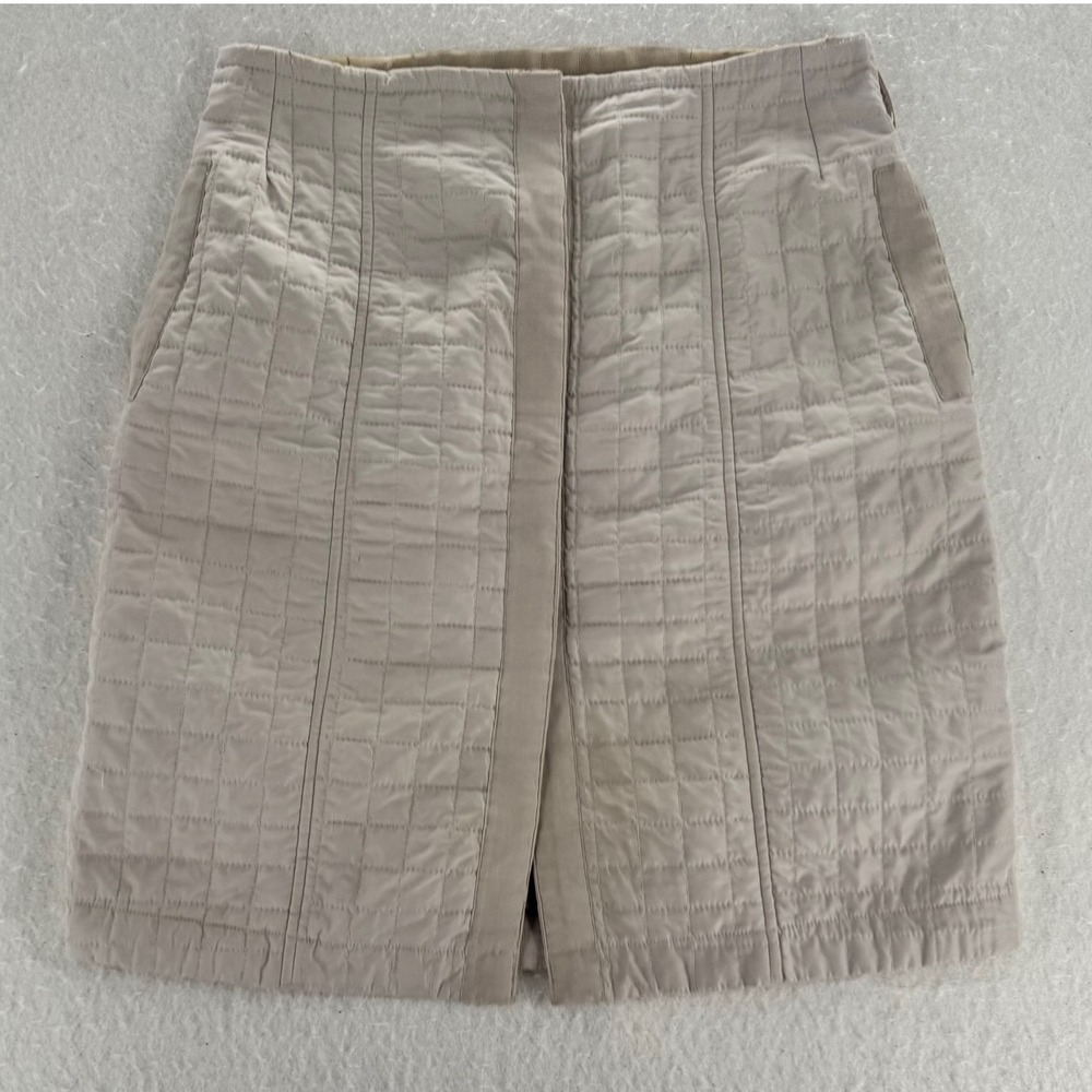 La Reine Blanche - Quilted Mini Skirt Grosgrain Trim - Taupe - 44 - Women